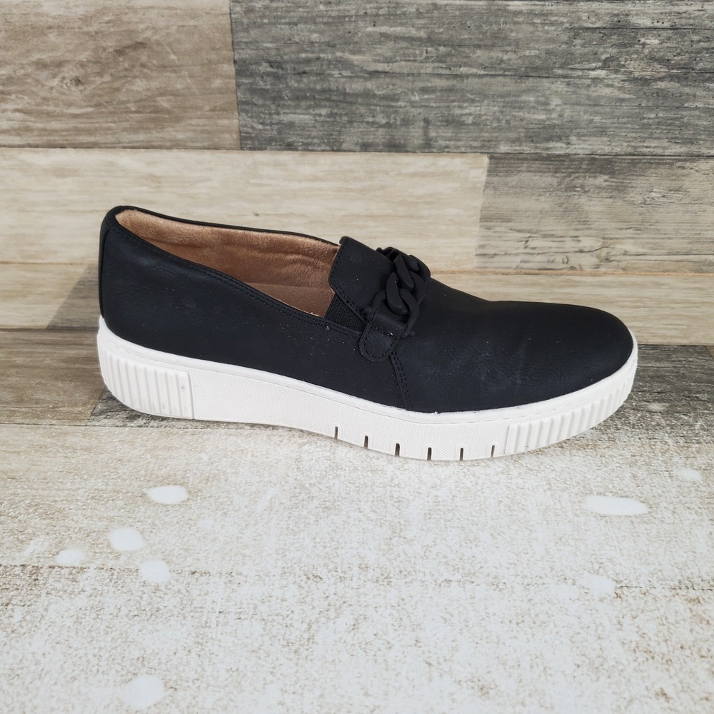 Naturalizer Trish Womens Shoe Sz 8 M Black Faux Leather Platform Slip On Sneaker